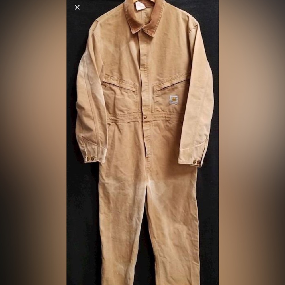 Carhartt Coveralls Mens 42 Short Tan Zip-Up